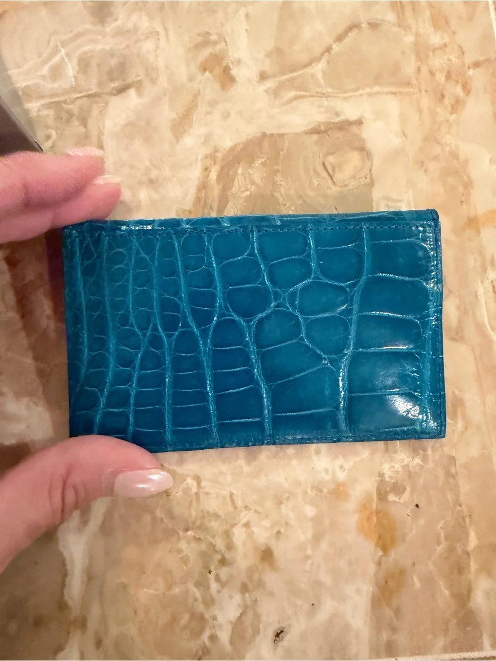 Jada LovelessTeal Croc-Embossed Leather Envelope Card Holder NWOT